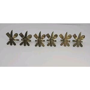 Lot Of 6 Brass MCM Napkin Holders Spoon Fork Knife Flatware Theme Crafting
